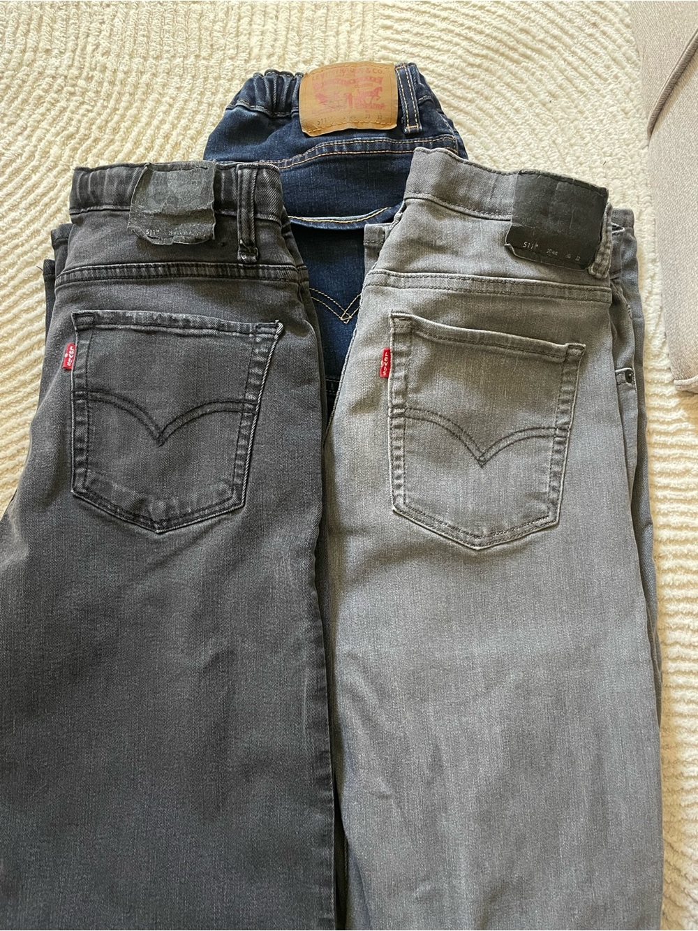 Men's Straight Jeans - Black, Gray & Dark Blue - 30x32, 3-Pack